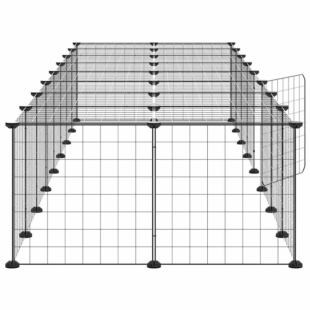 36-Panel Pet Cage with Door Black 280x70x35 cm Steel