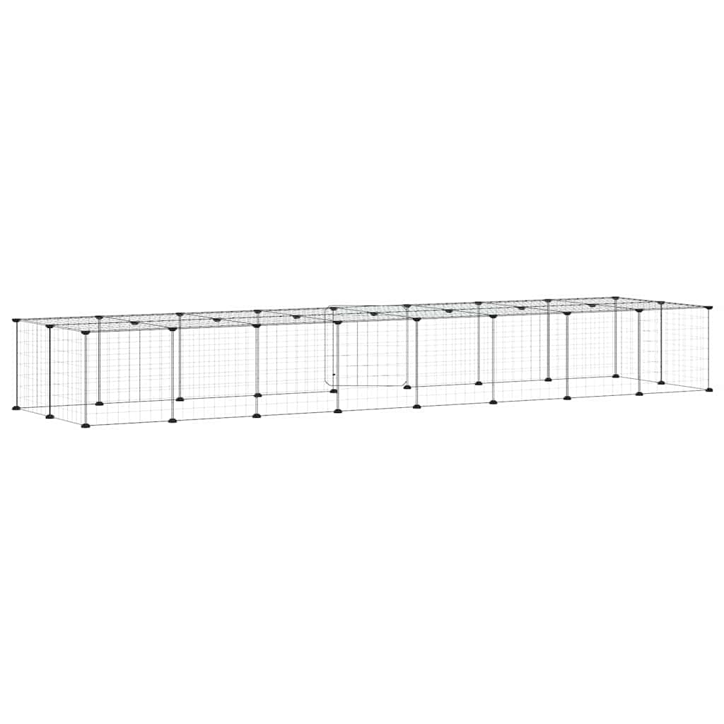 36-Panel Pet Cage with Door Black 280x70x35 cm Steel
