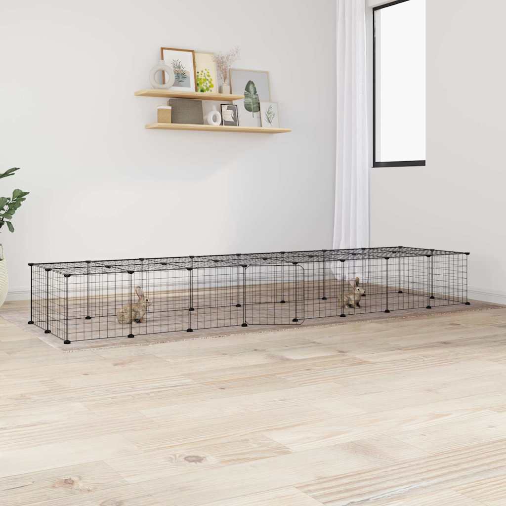36-Panel Pet Cage with Door Black 35x35 cm Steel