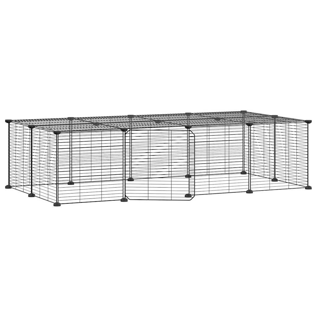 20-Panel Pet Cage with Door Black 35x35 cm Steel