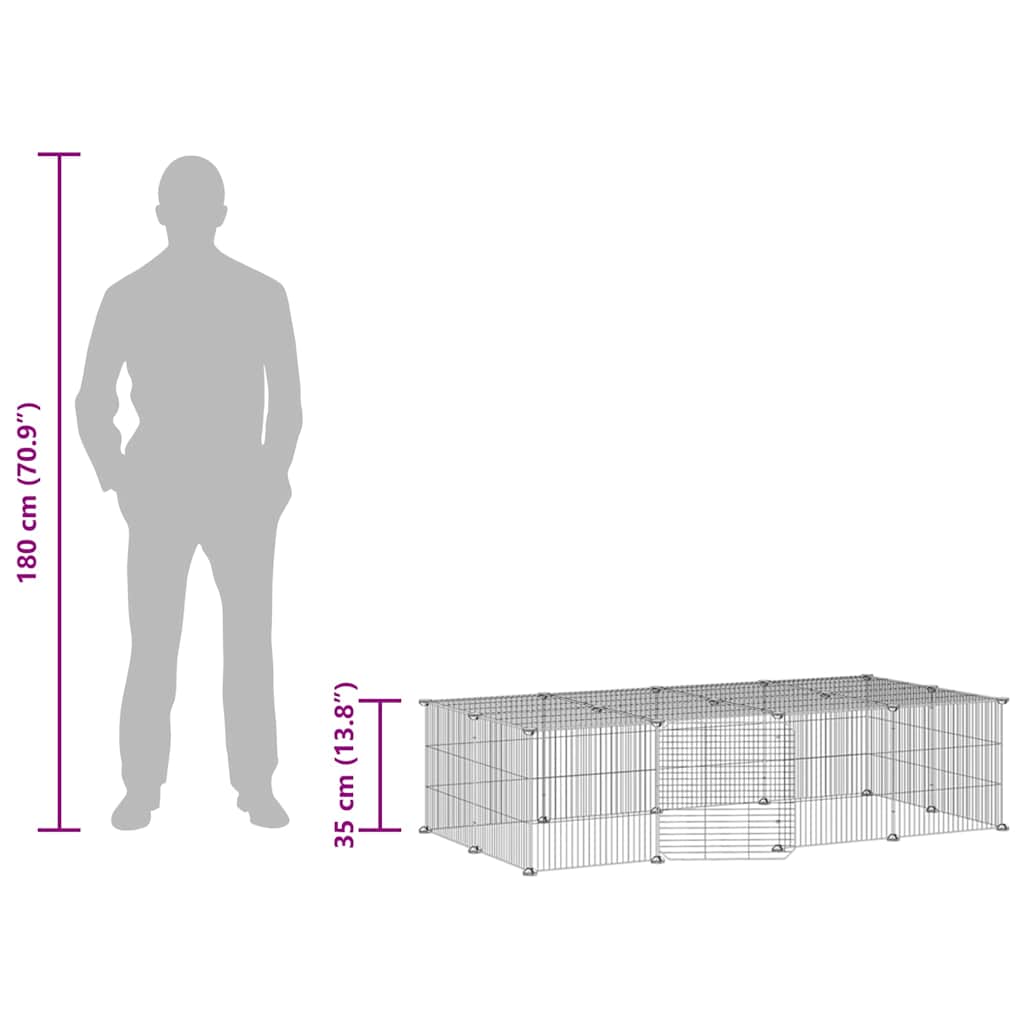 20-Panel Pet Cage with Door Black 140x70x35 cm Steel
