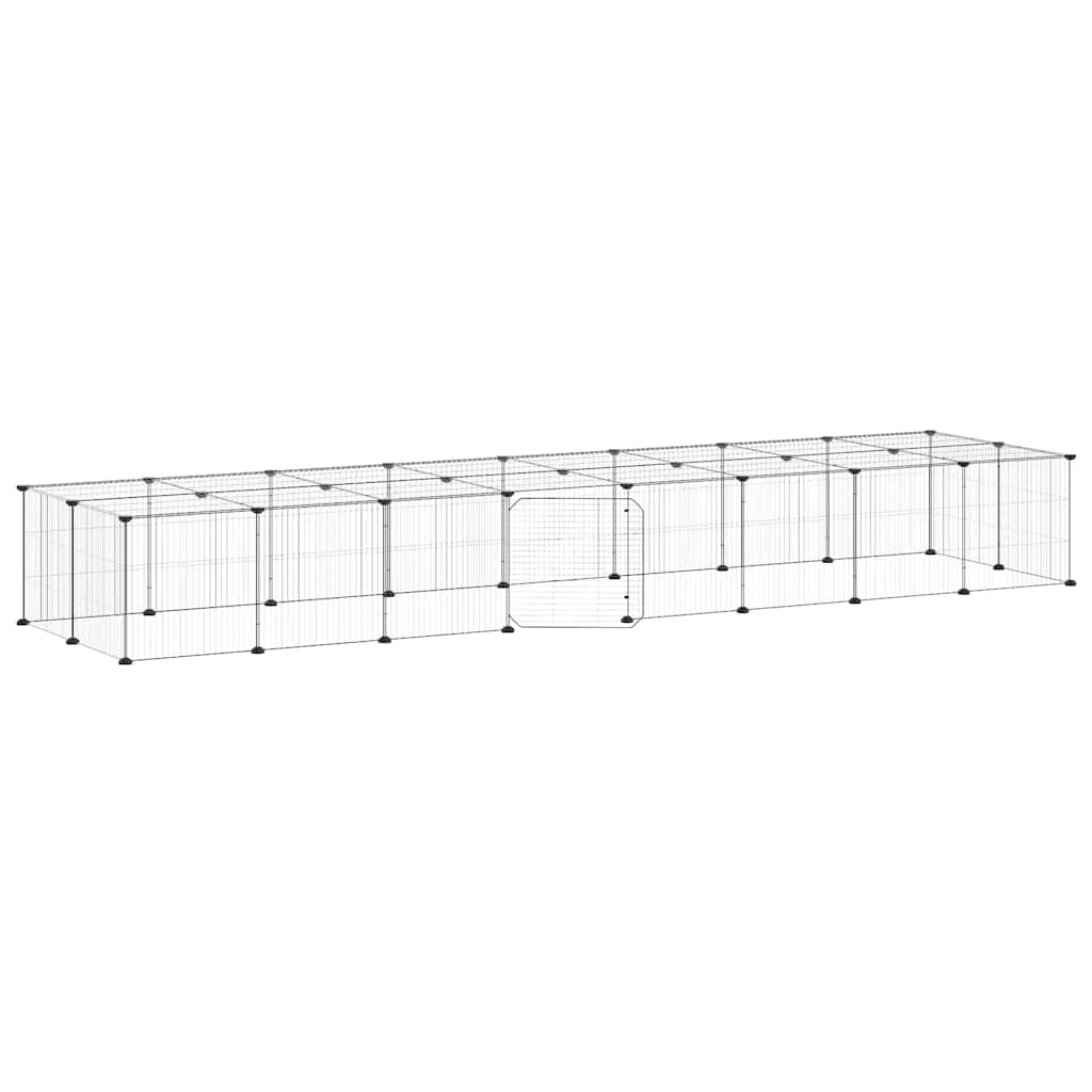 36-Panel Pet Cage with Door Black 35x35 cm Steel