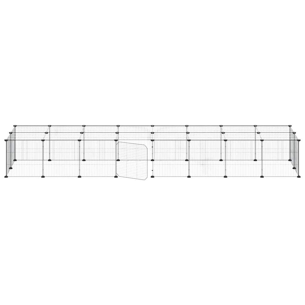 36-Panel Pet Cage with Door Black 280x70x35 cm Steel