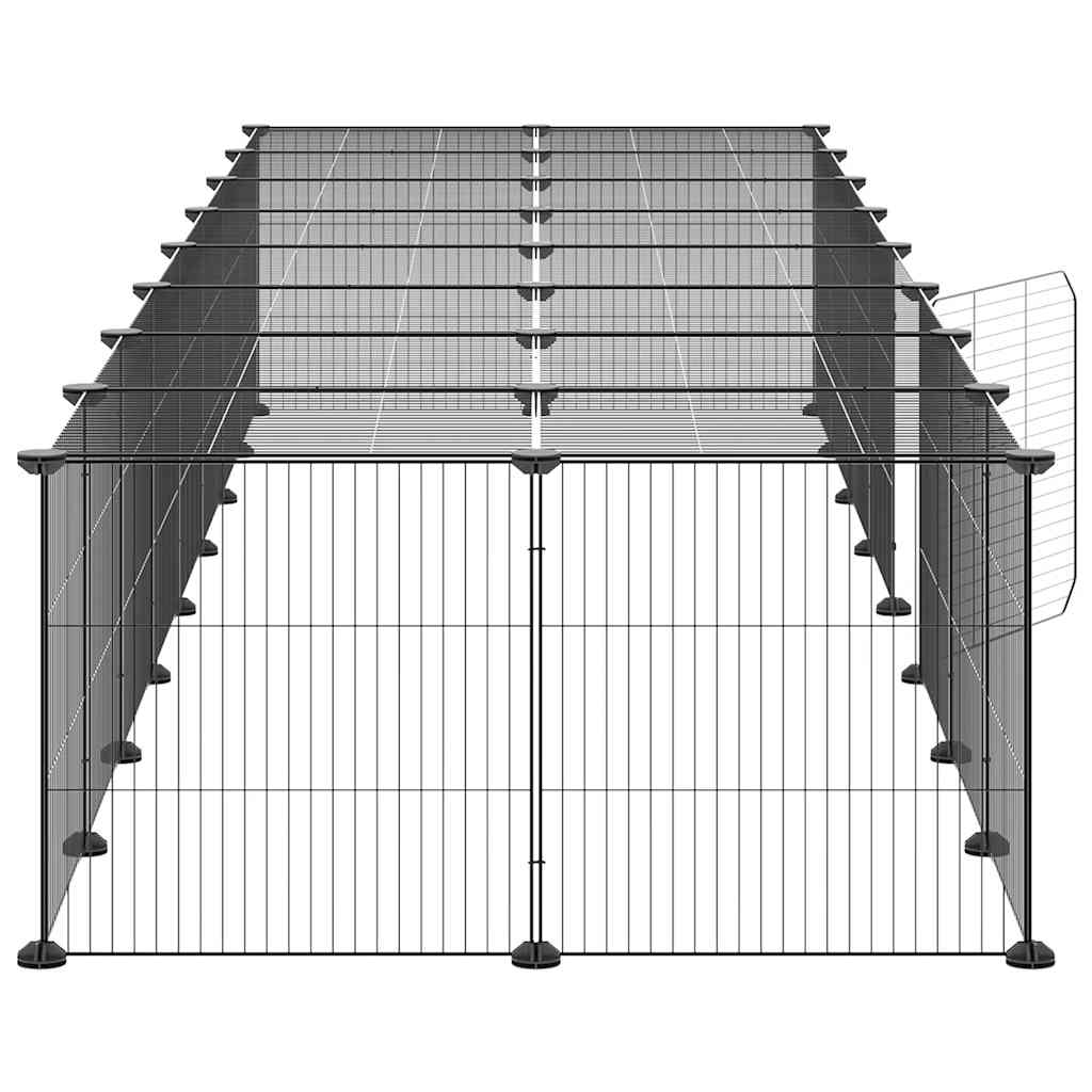 36-Panel Pet Cage with Door Black 280x70x35 cm Steel
