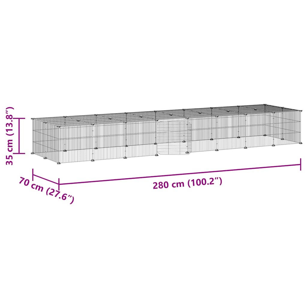 36-Panel Pet Cage with Door Black 35x35 cm Steel