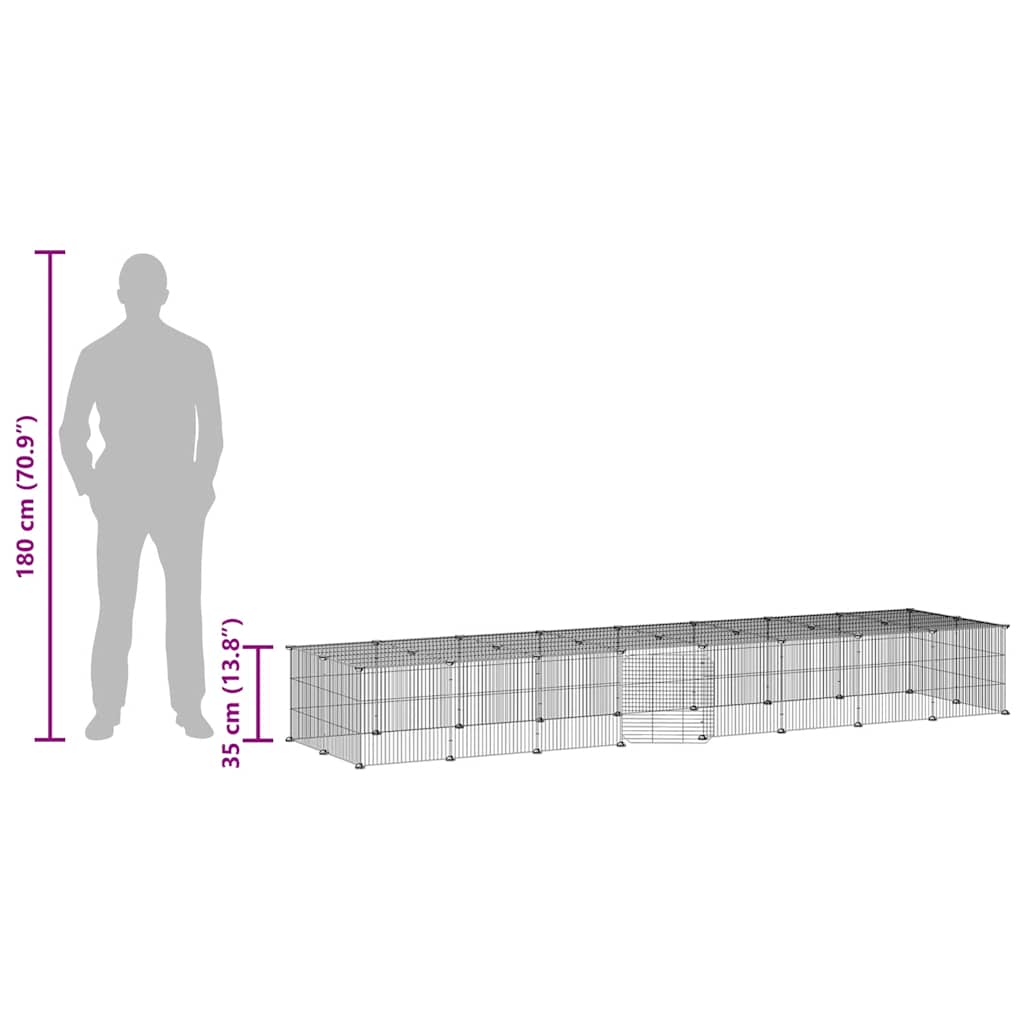 36-Panel Pet Cage with Door Black 280x70x35 cm Steel