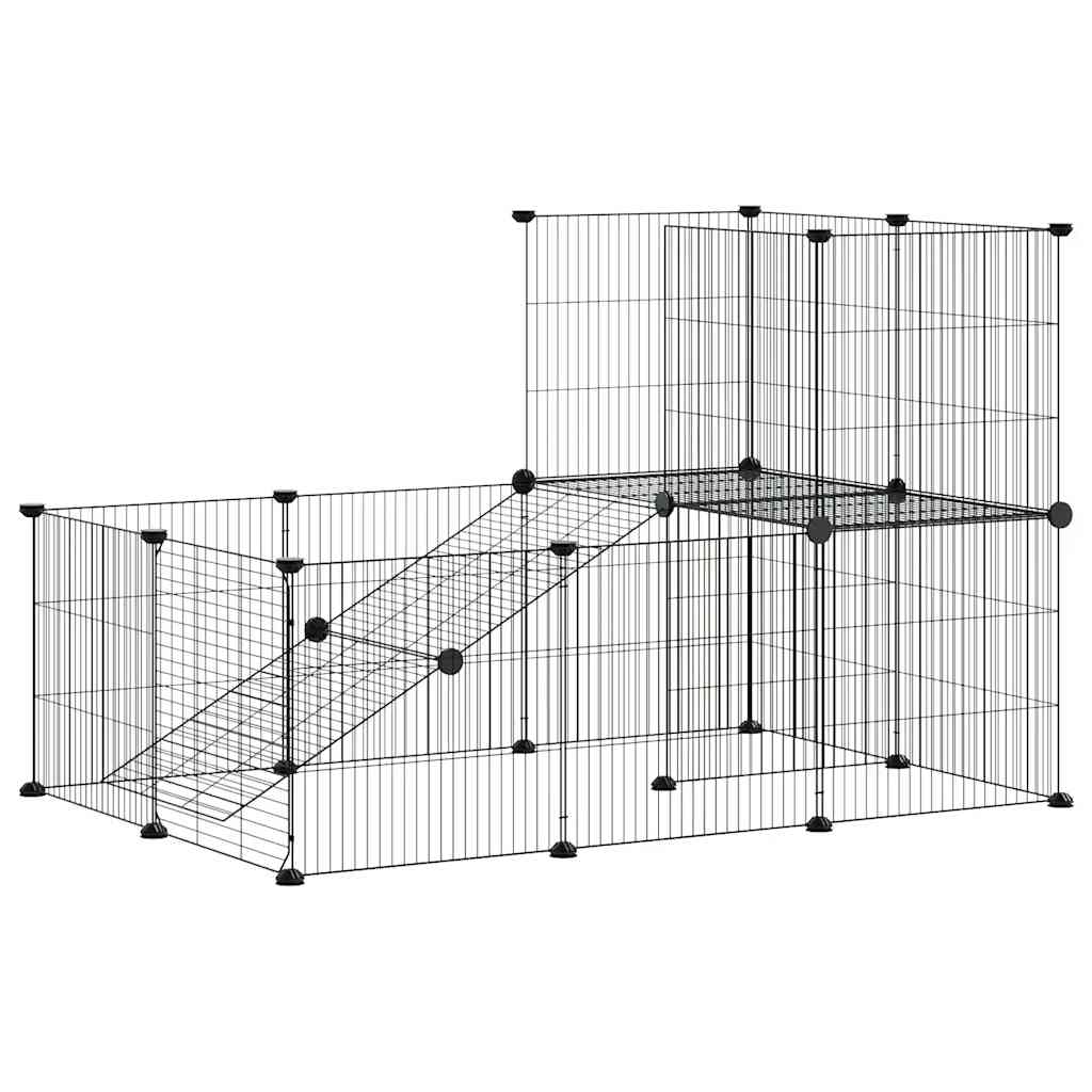 20-Panel Pet Cage with Door Black 35x35 cm Steel