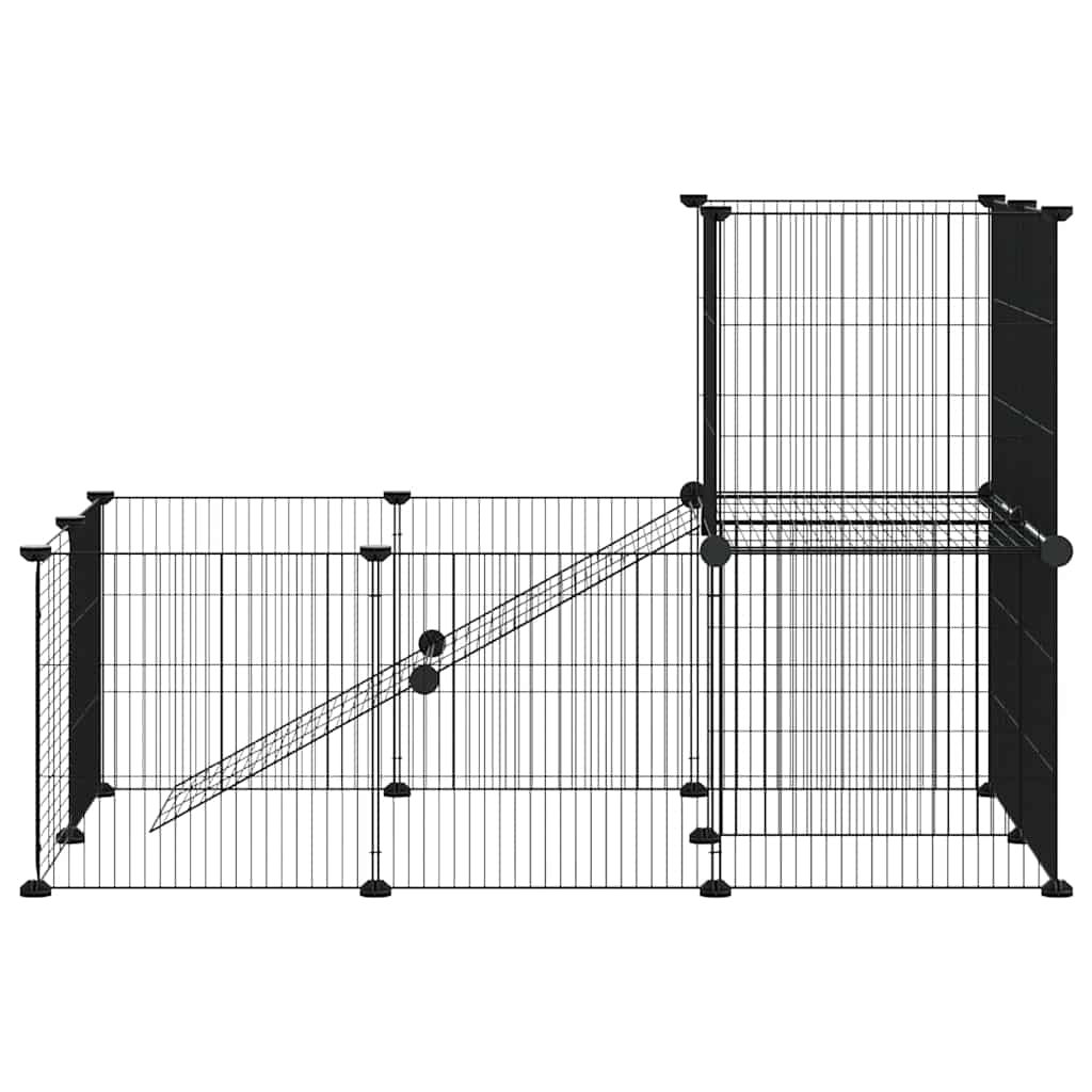20-Panel Pet Cage with Door Black 105x70x70 cm Steel
