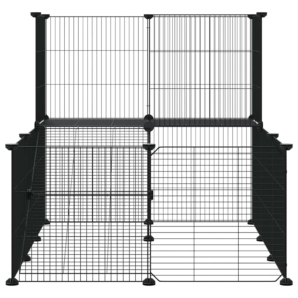 20-Panel Pet Cage with Door Black 105x70x70 cm Steel