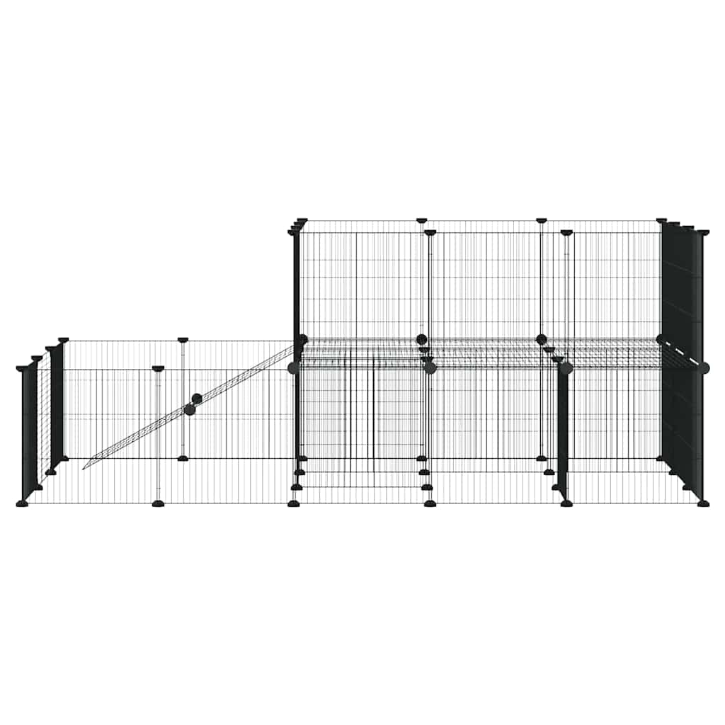 44-Panel Pet Cage with Door Black 175x105x70 cm Steel