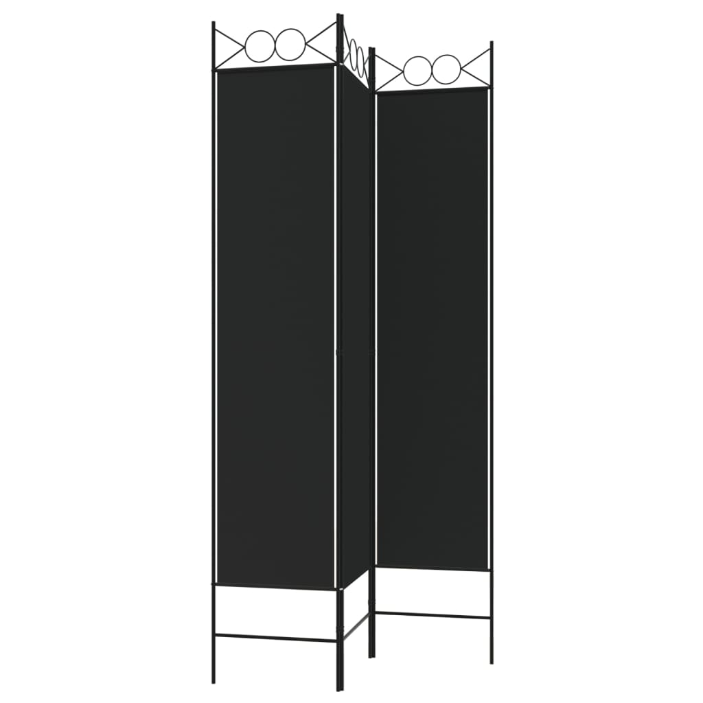 3-Panel Room Divider Black 120x200 cm Fabric