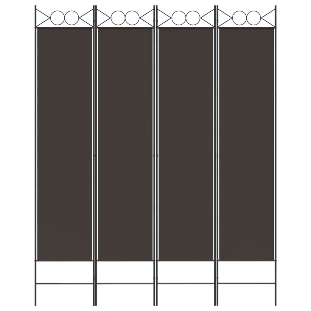 4-Panel Room Divider Brown 160x200 cm Fabric