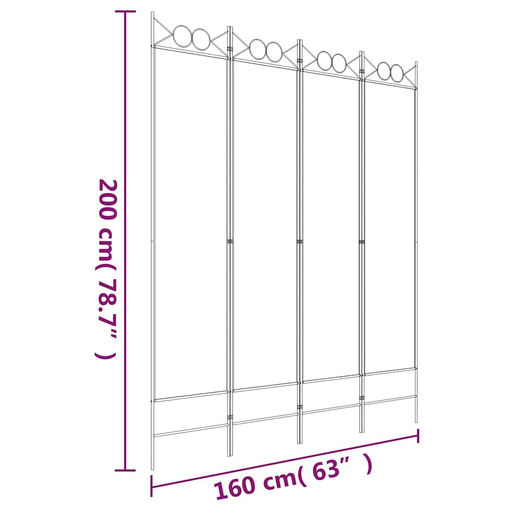 4-Panel Room Divider Brown 160x200 cm Fabric