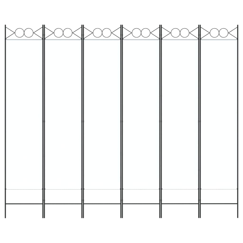6-Panel Room Divider White 240x200 cm Fabric