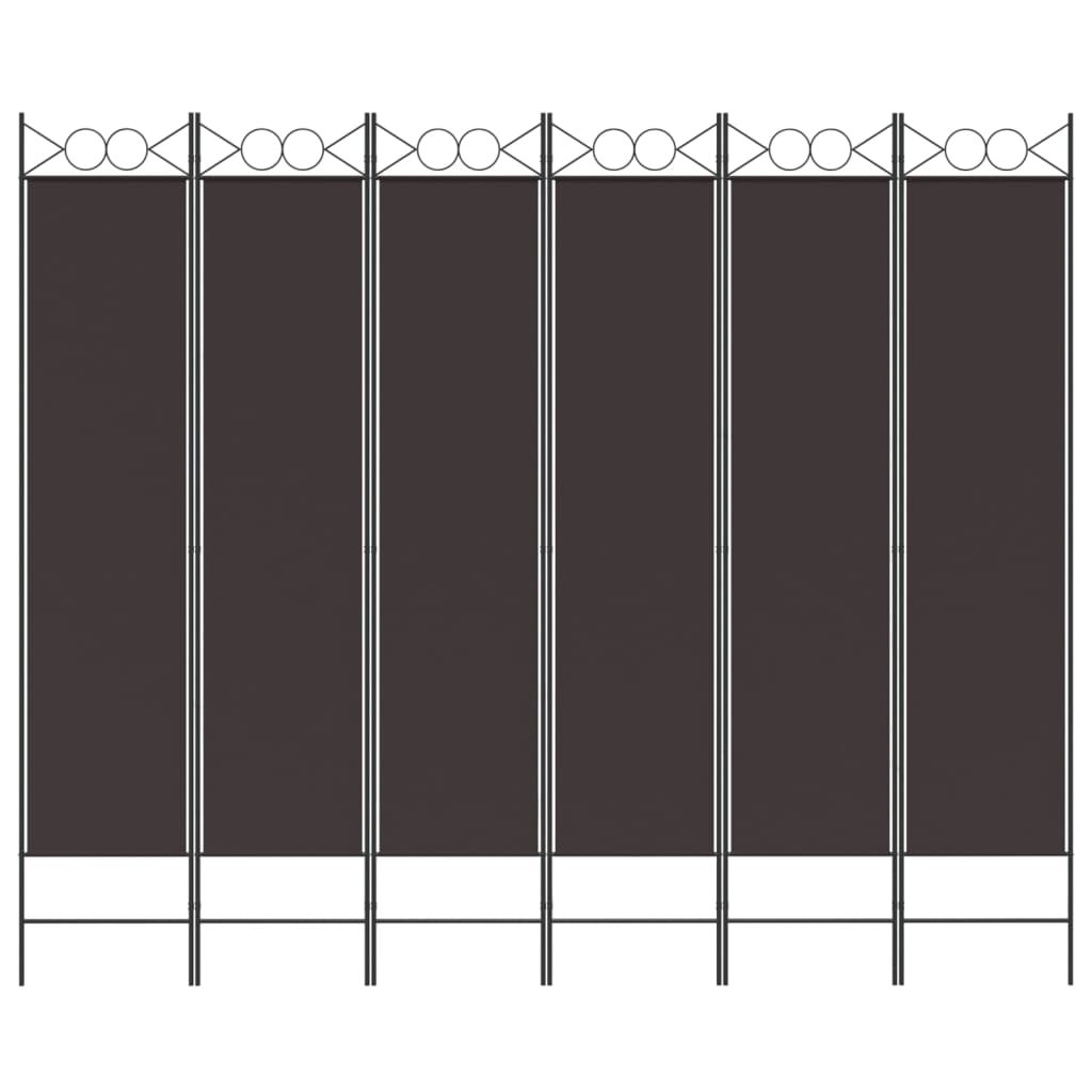 6-Panel Room Divider Brown 240x200 cm Fabric