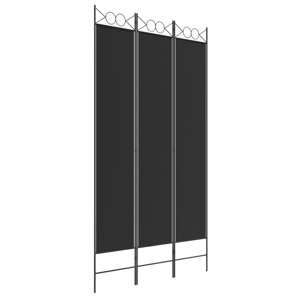 3-Panel Room Divider Black 120x220 cm Fabric