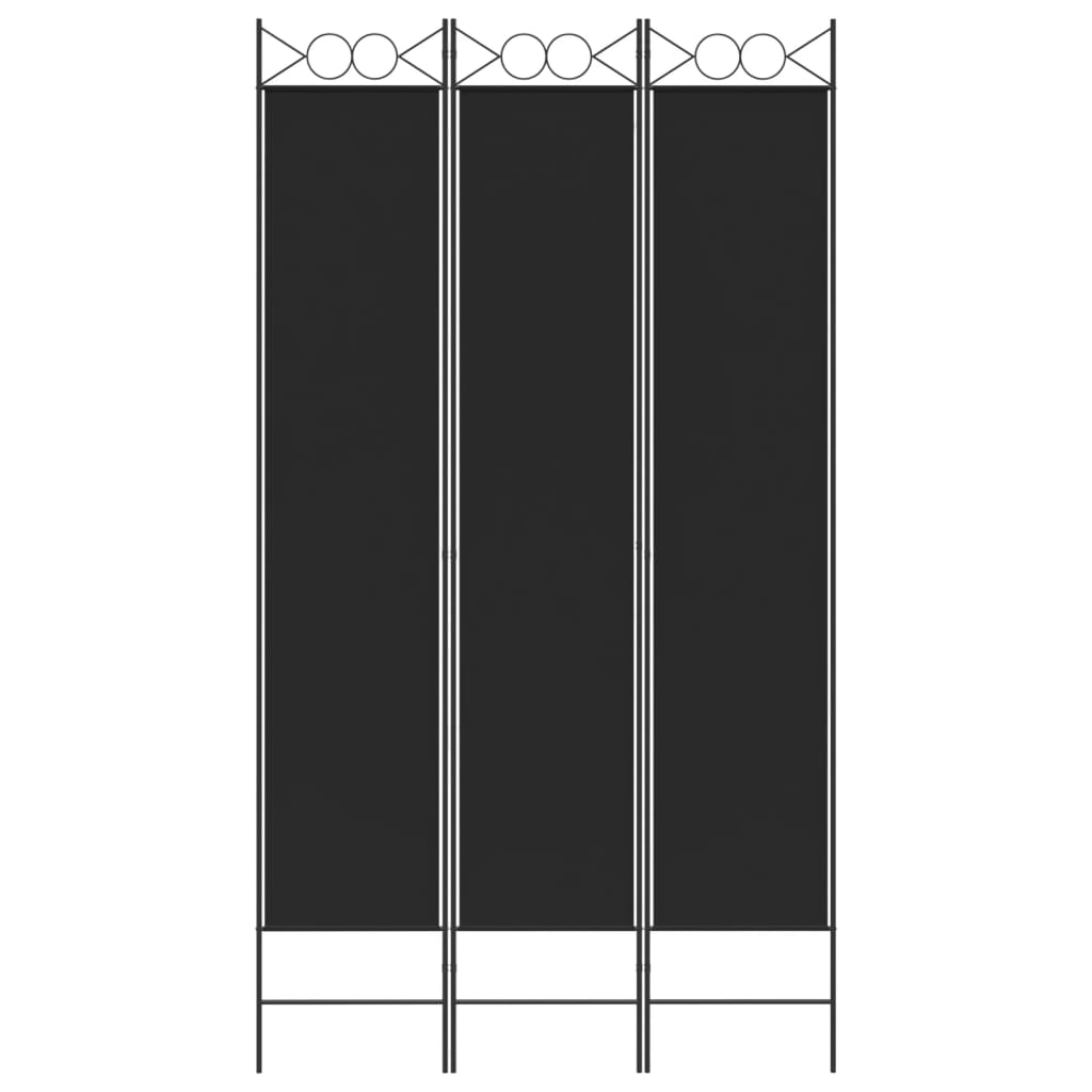 3-Panel Room Divider Black 120x220 cm Fabric