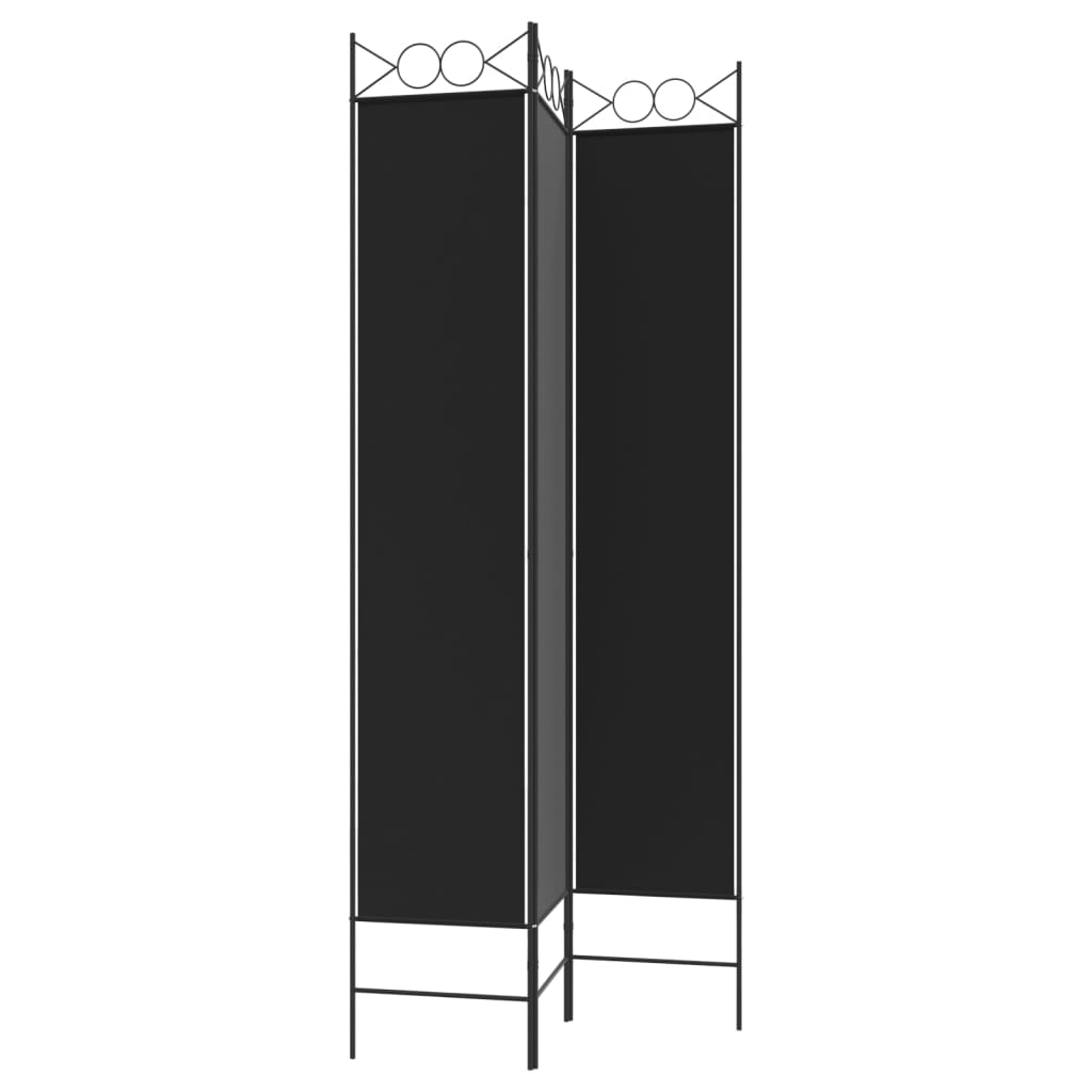 3-Panel Room Divider Black 120x220 cm Fabric
