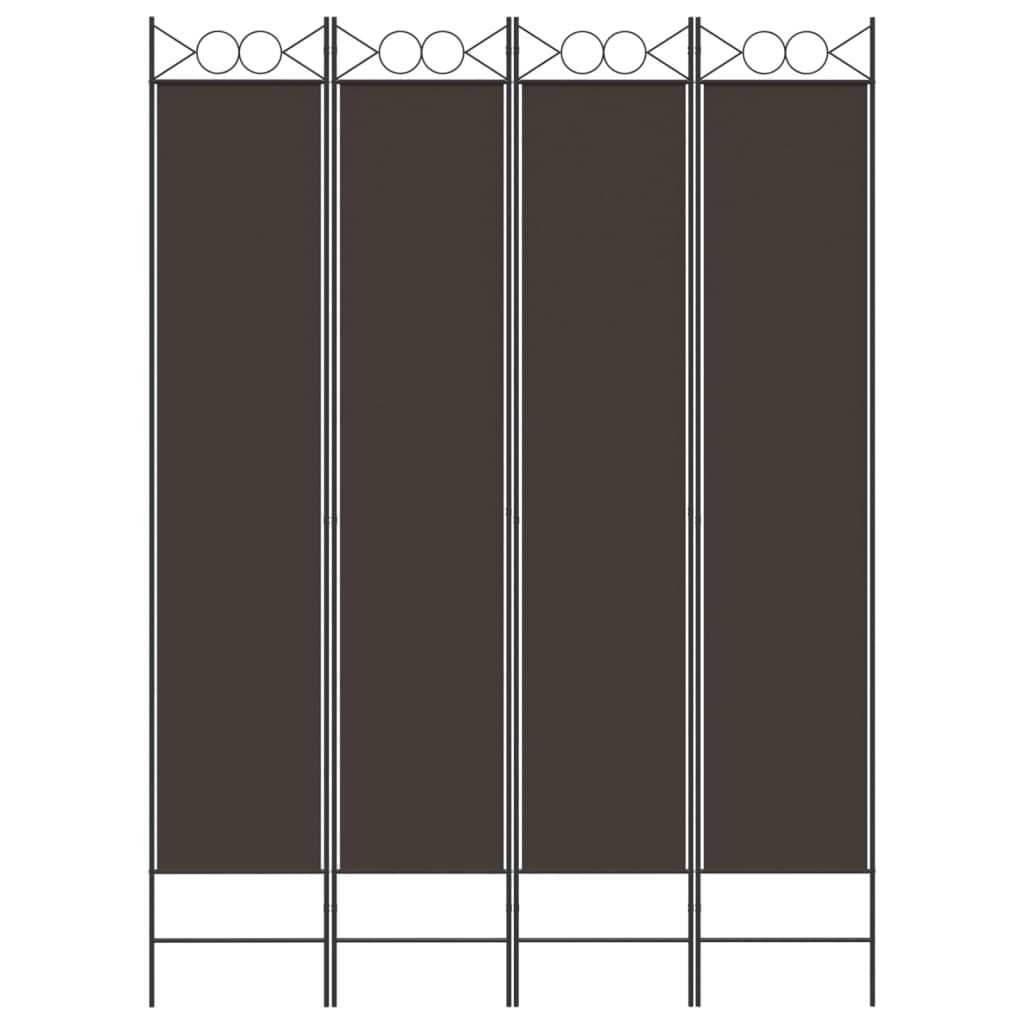 4-Panel Room Divider Brown 160x220 cm Fabric
