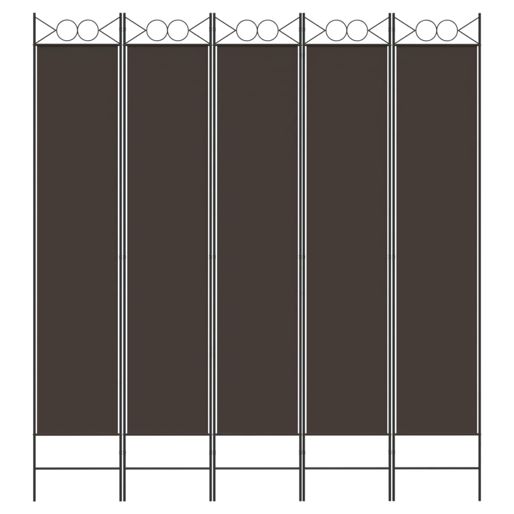 5-Panel Room Divider Brown 200x220 cm Fabric