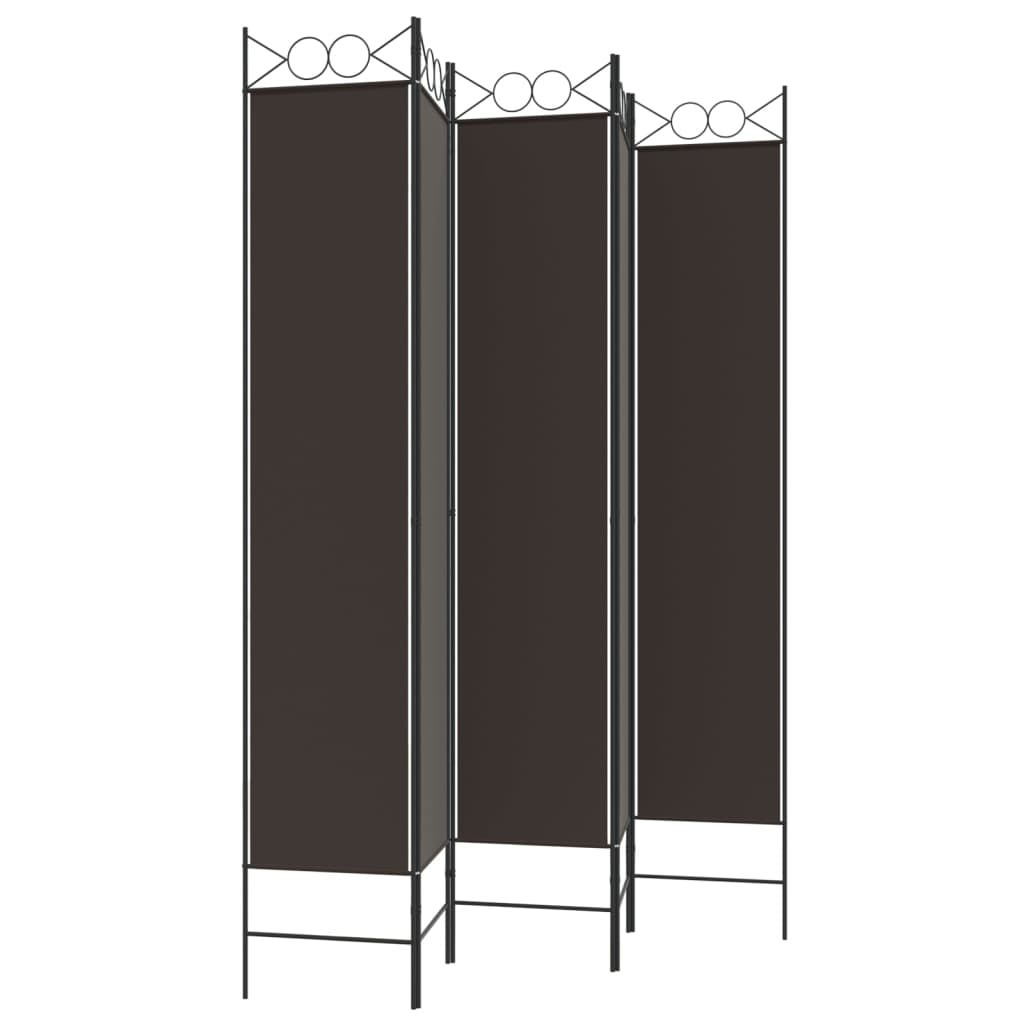 5-Panel Room Divider Brown 200x220 cm Fabric