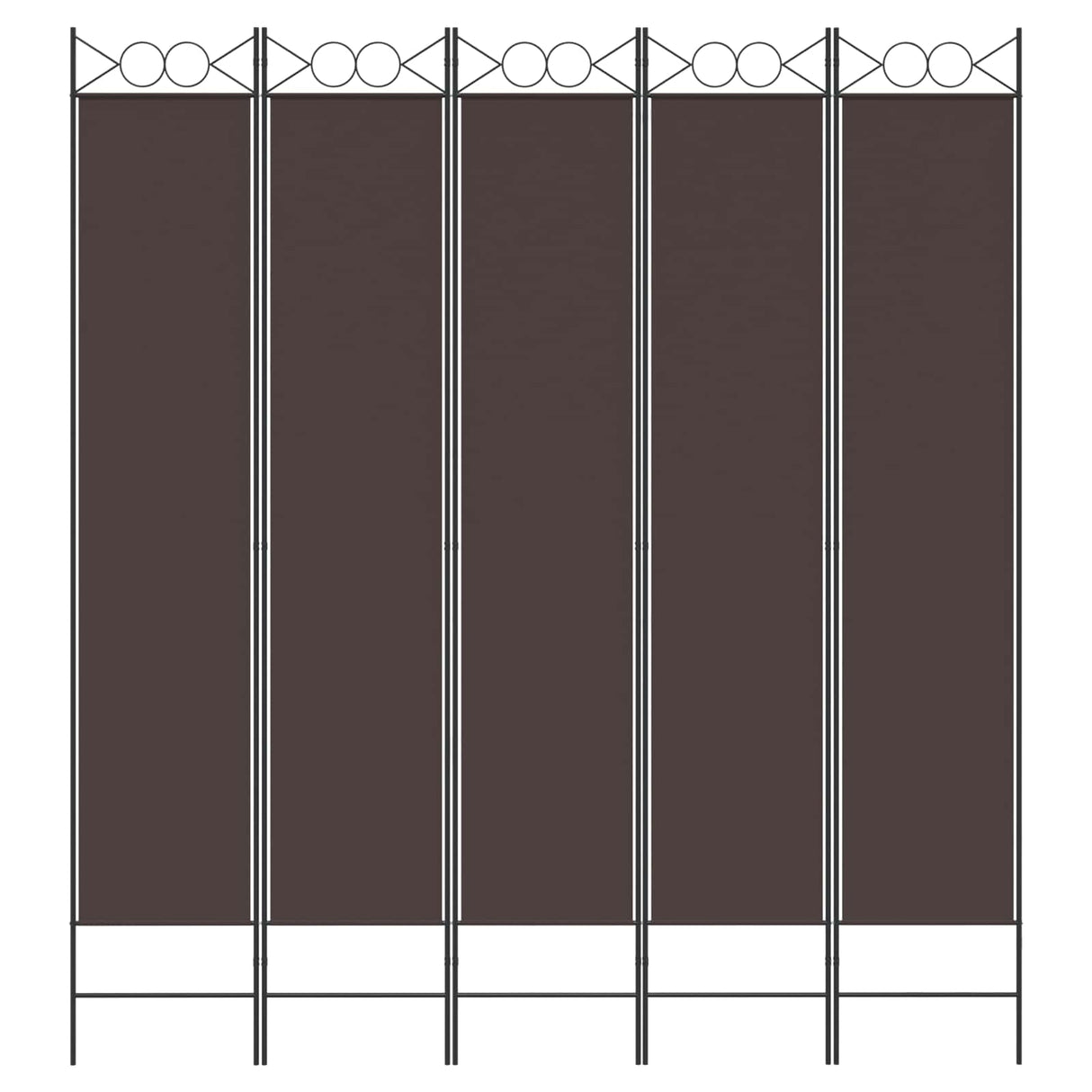 5-Panel Room Divider Brown 200x220 cm Fabric