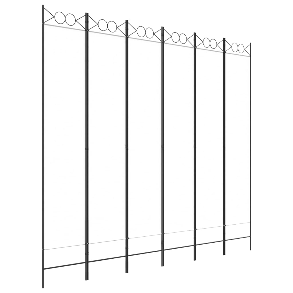 6-Panel Room Divider White 240x220 cm Fabric