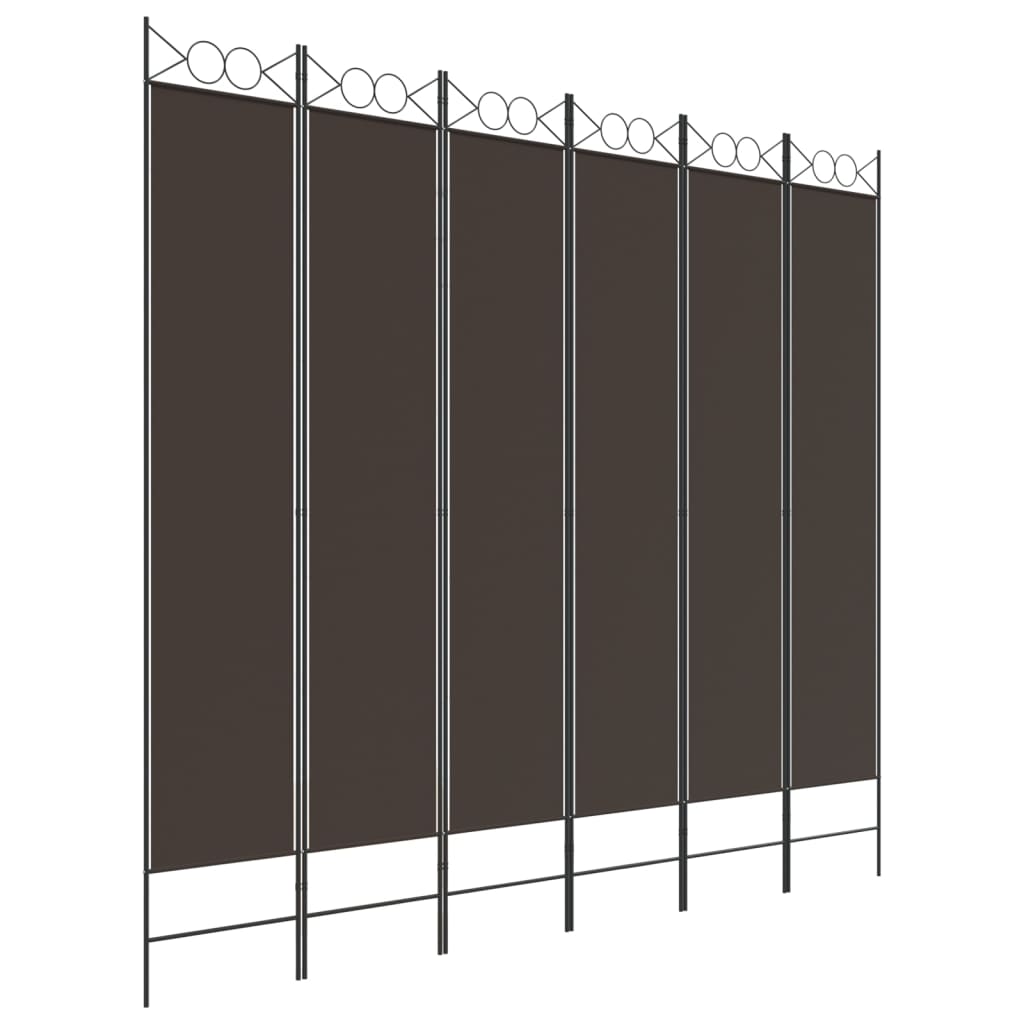 6-Panel Room Divider Brown 240x220 cm Fabric