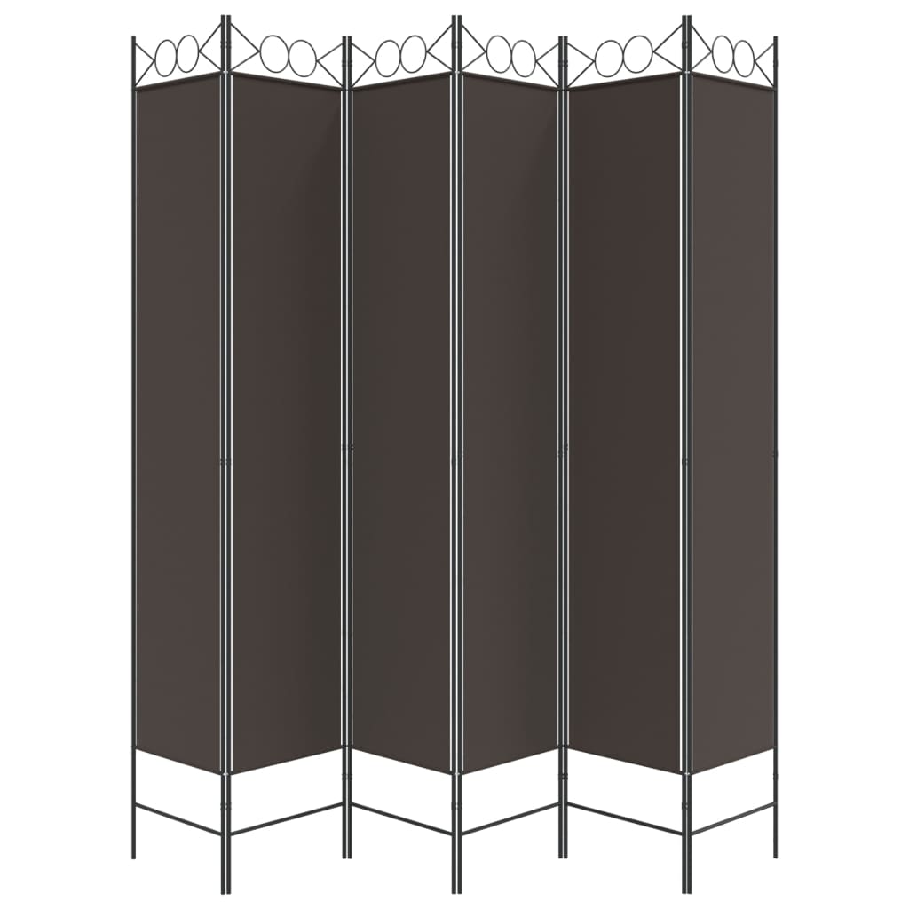 6-Panel Room Divider Brown 240x220 cm Fabric