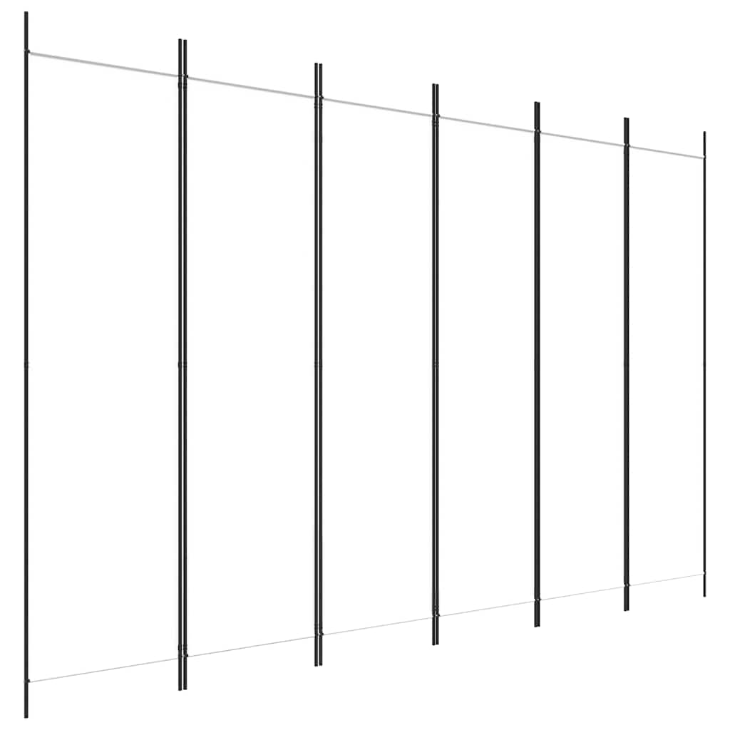6-Panel Room Divider White 300x200 cm Fabric