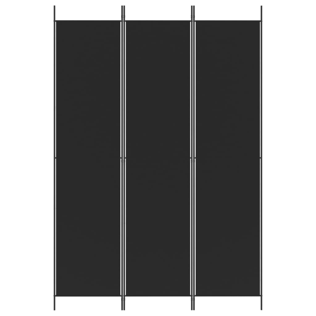 3-Panel Room Divider Black 150x220 cm Fabric