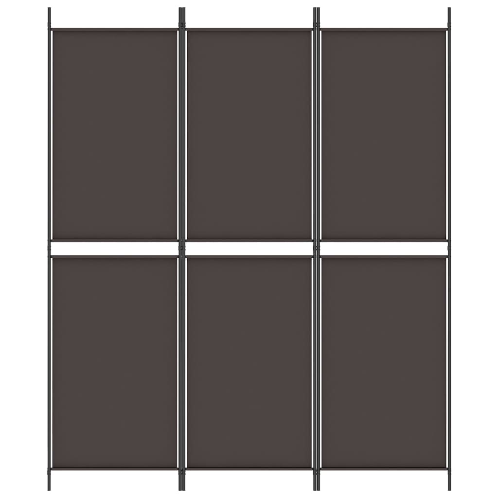 3-Panel Room Divider Brown 150x180 cm Fabric
