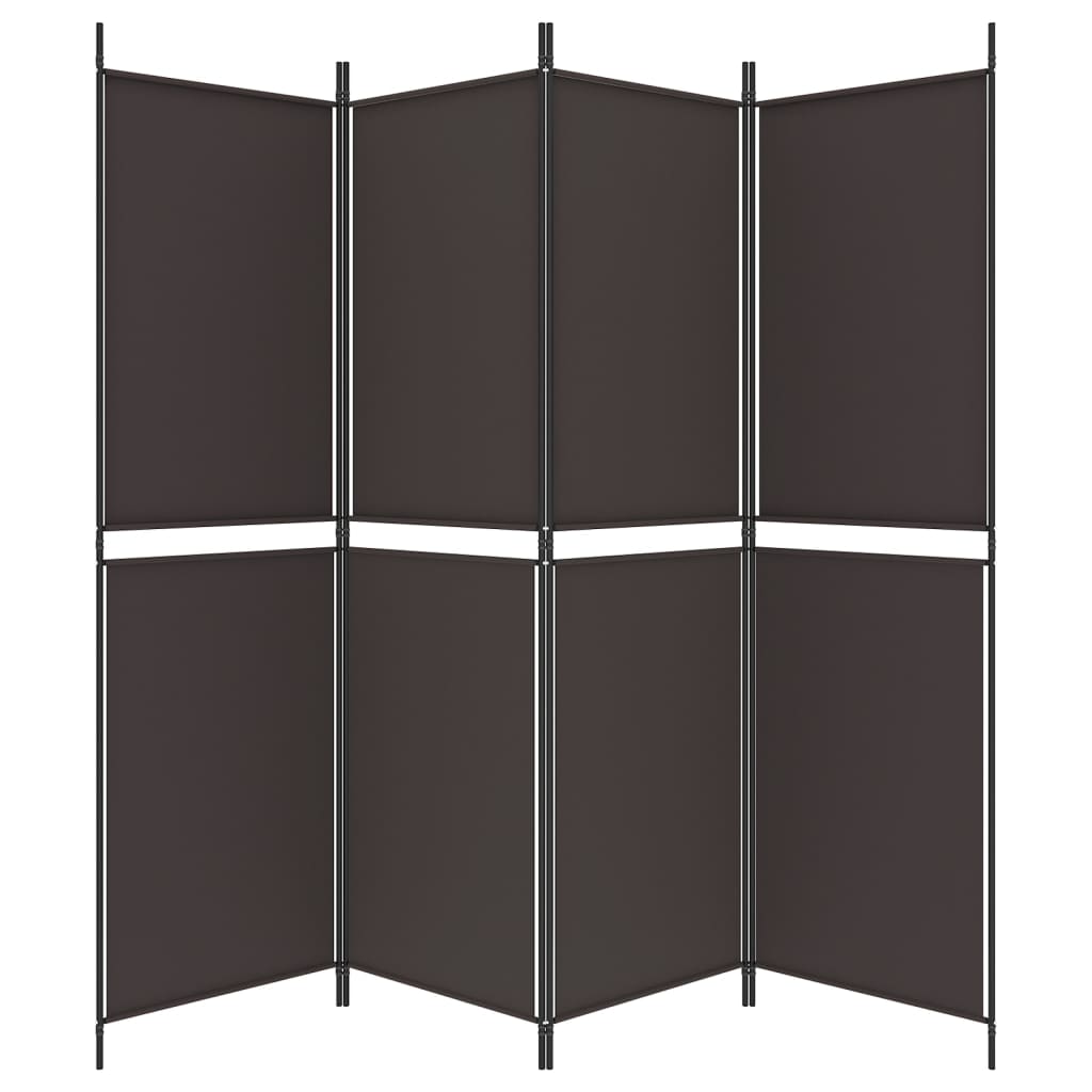 4-Panel Room Divider Brown 200x180 cm Fabric