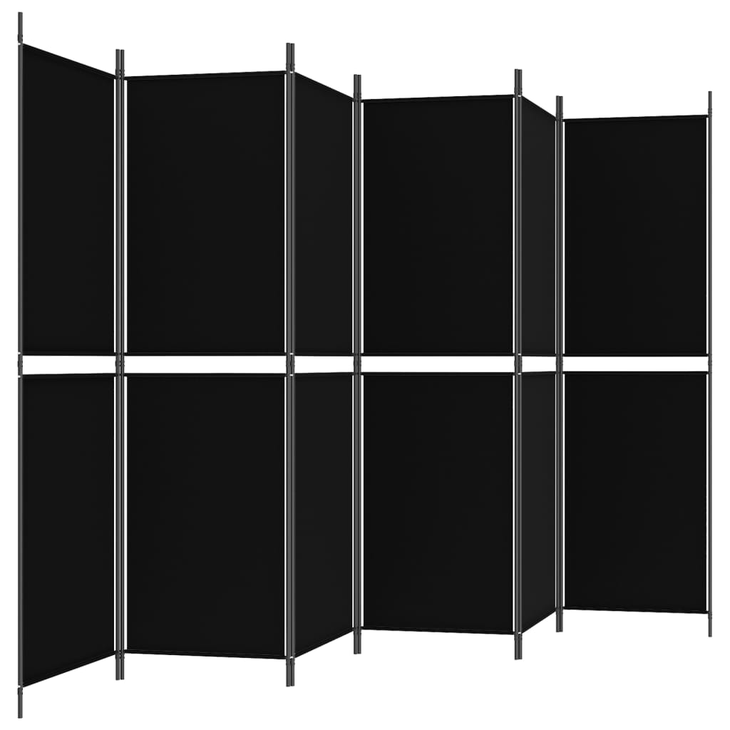 6-Panel Room Divider Black 300x180 cm Fabric