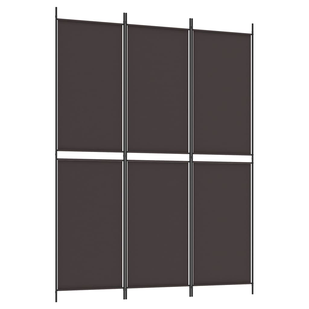 3-Panel Room Divider Brown 150x200 cm Fabric