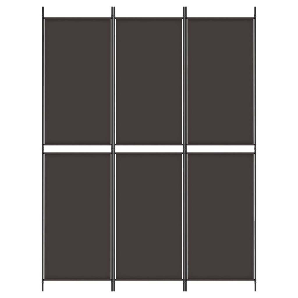 3-Panel Room Divider Brown 150x200 cm Fabric