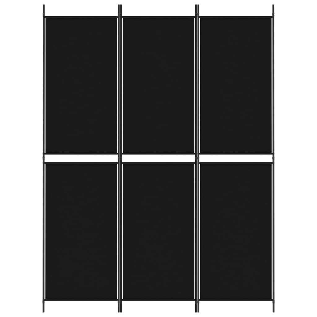 3-Panel Room Divider Black 150x200 cm Fabric