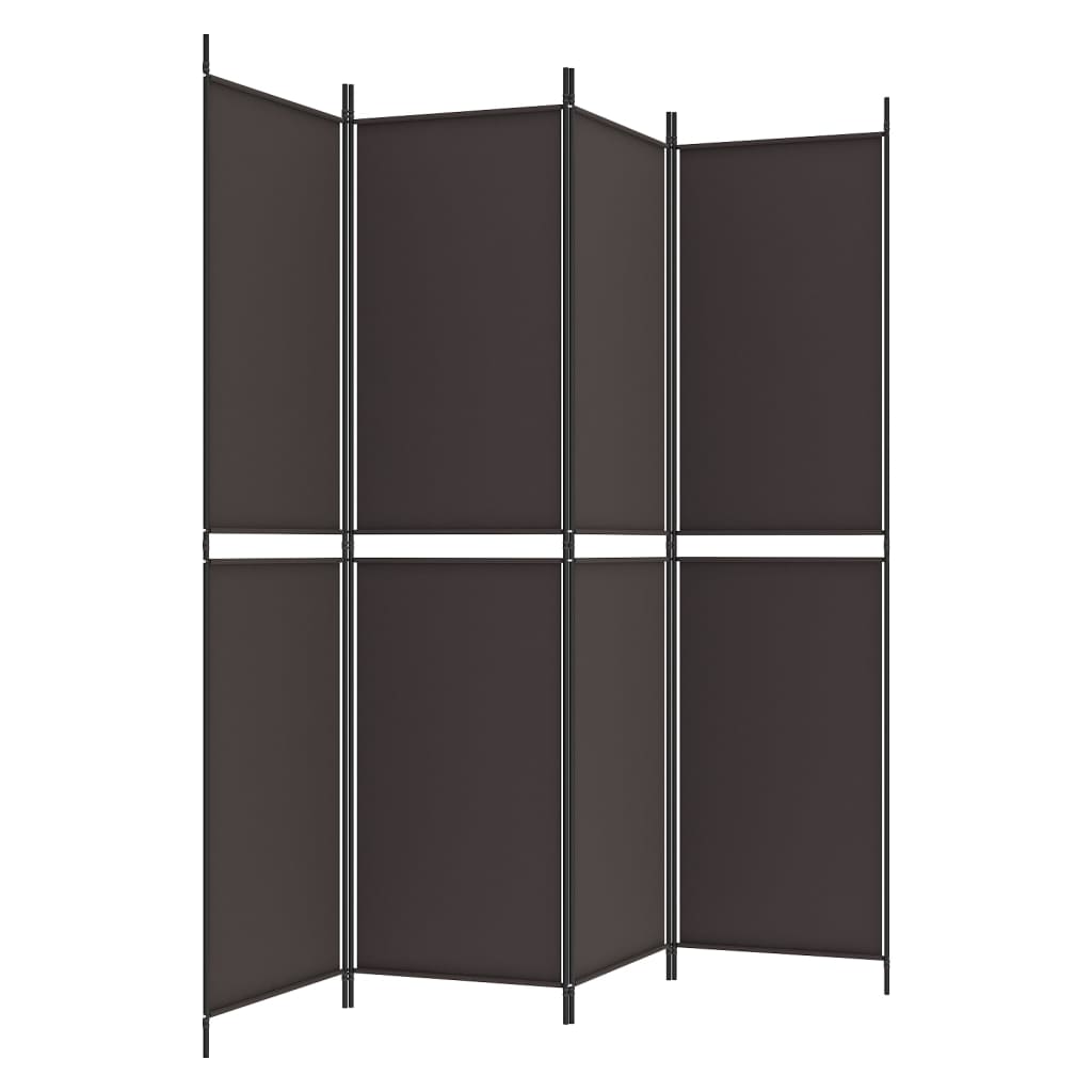 4-Panel Room Divider Brown 200x200 cm Fabric
