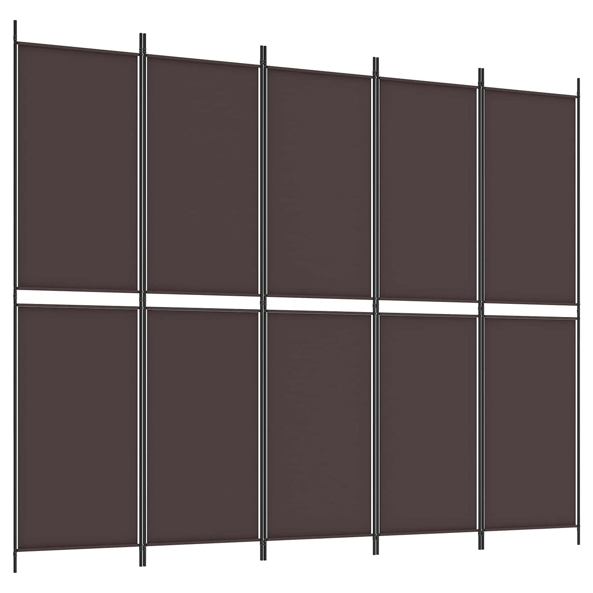5-Panel Room Divider Brown 250x200 cm Fabric