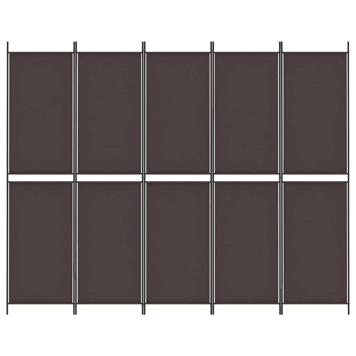 5-Panel Room Divider Brown 250x200 cm Fabric