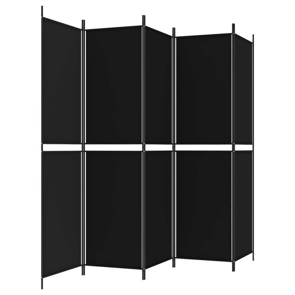 5-Panel Room Divider Black 250x200 cm Fabric