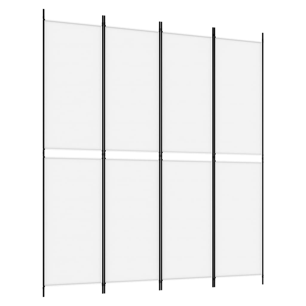 4-Panel Room Divider White 200x220 cm Fabric