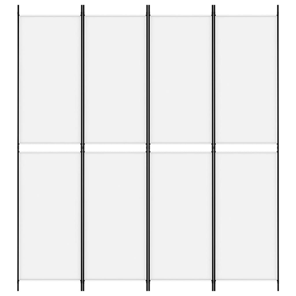 4-Panel Room Divider White 200x220 cm Fabric