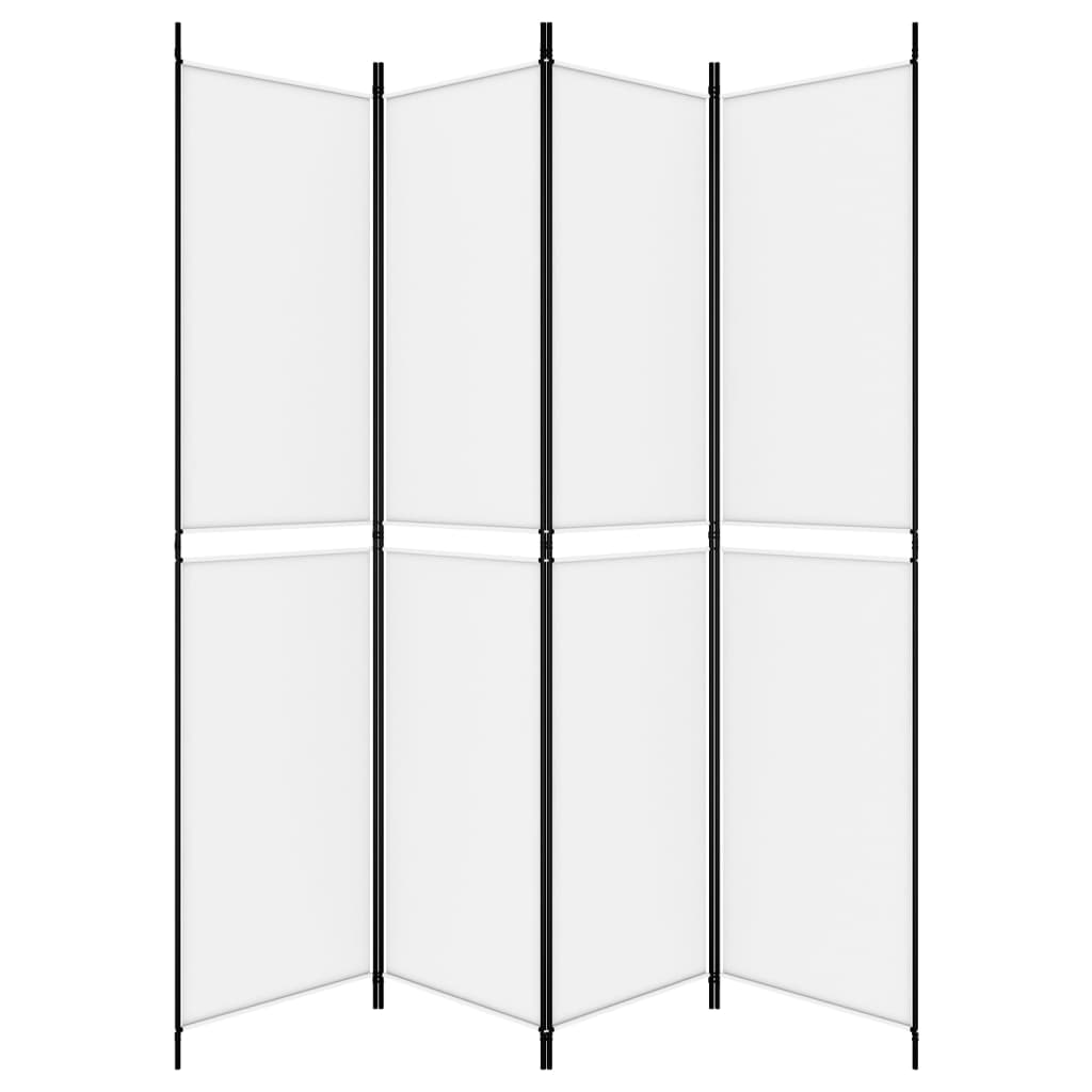 4-Panel Room Divider White 200x220 cm Fabric