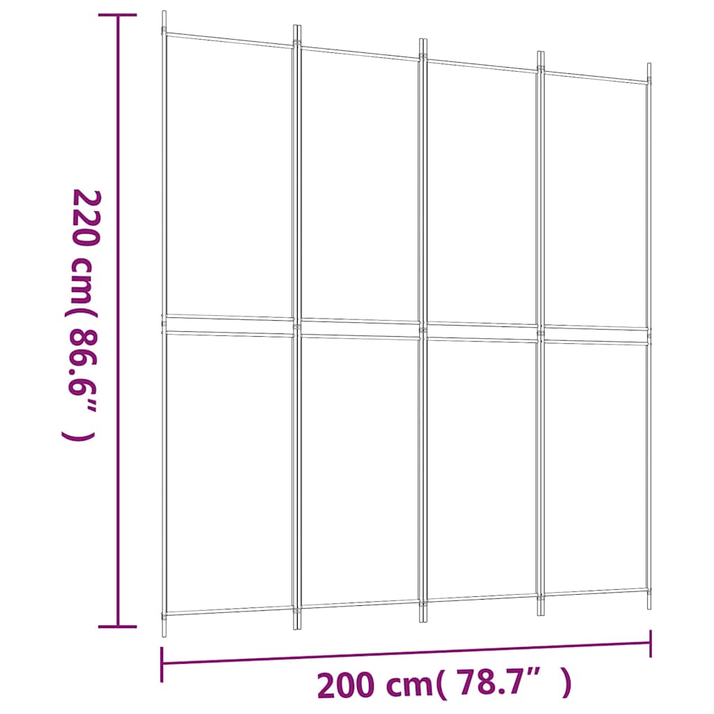 4-Panel Room Divider Brown 200x220 cm Fabric