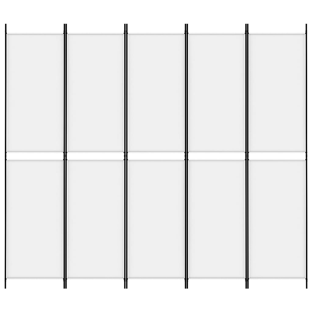 5-Panel Room Divider White 250x220 cm Fabric