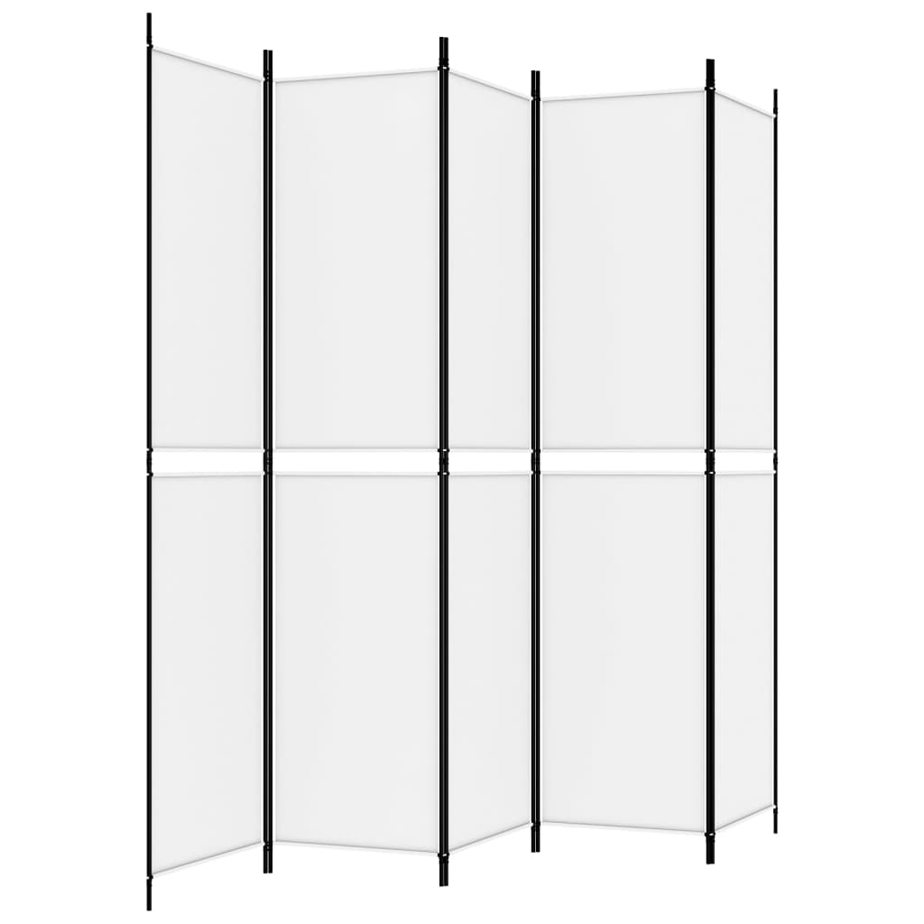 5-Panel Room Divider White 250x220 cm Fabric