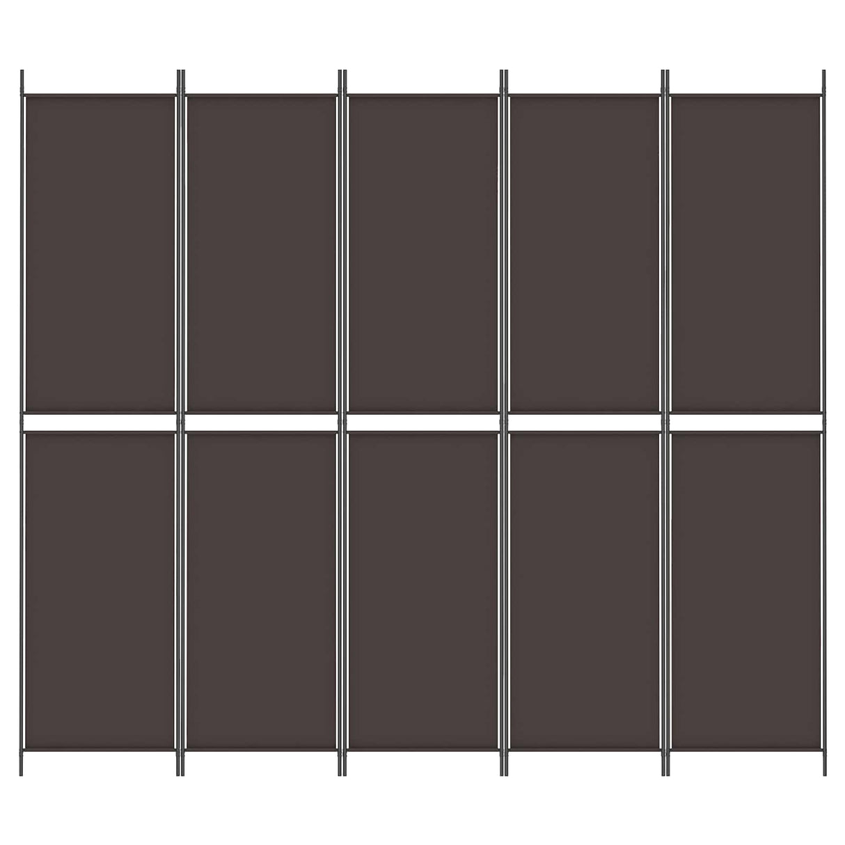 5-Panel Room Divider Brown 250x220 cm Fabric