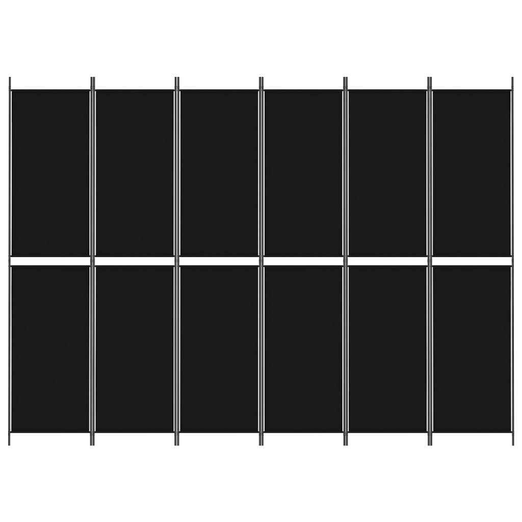 6-Panel Room Divider Black 300x220 cm Fabric