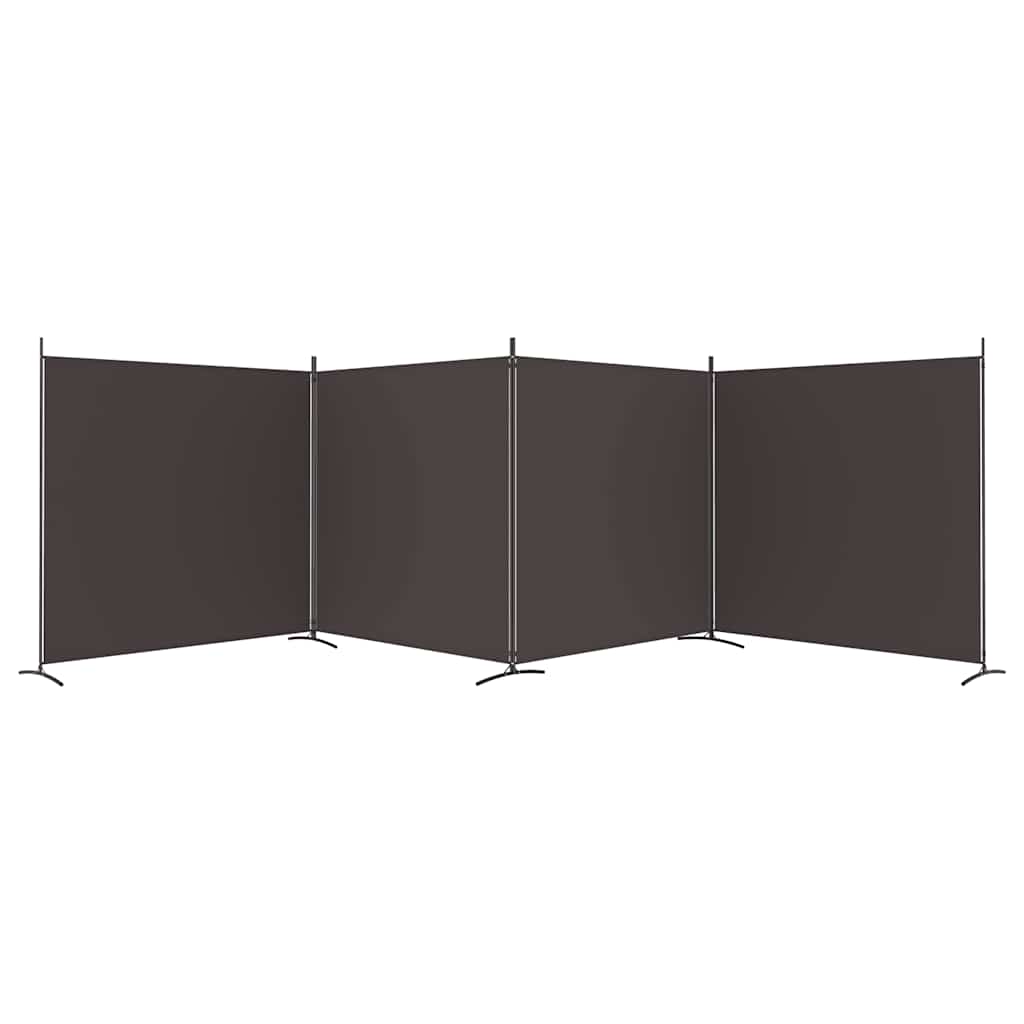 4-Panel Room Divider Brown 698x180 cm Fabric